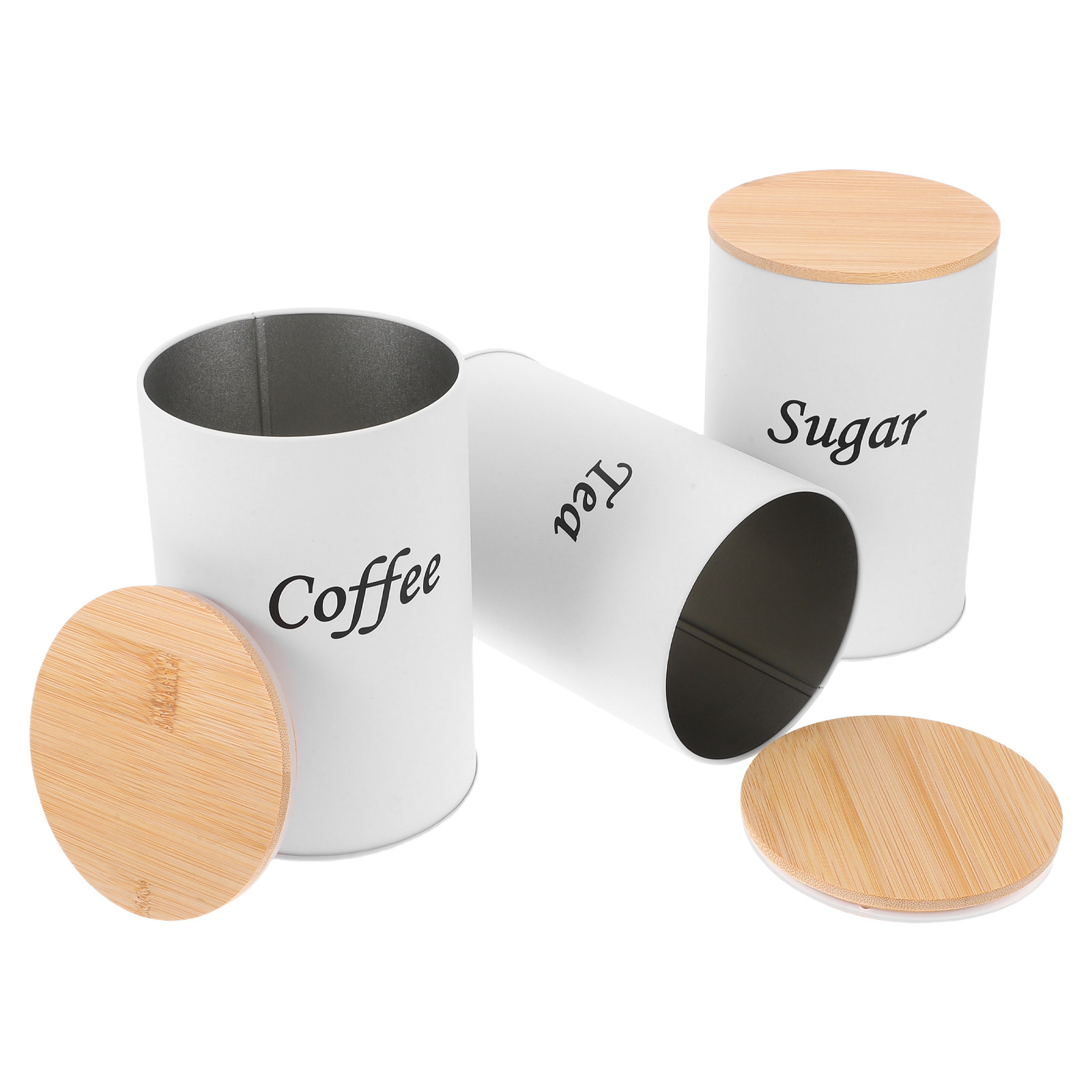 Canister Coffee Sugar Tea - 3 szt. Hermetyczne okrągłe pojemniki z