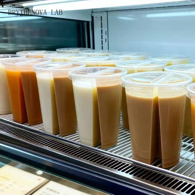 Coffee Tea Boba - Kubki plastikowe jednorazowe 2w1, przezroczyste dwukomorowe