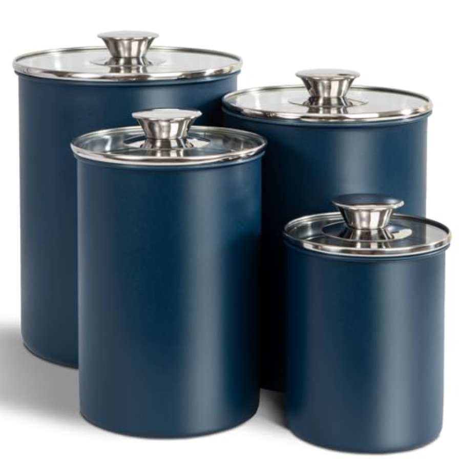 Canister Coffee Sugar Tea - Zestaw pojemników na żywność ze stali