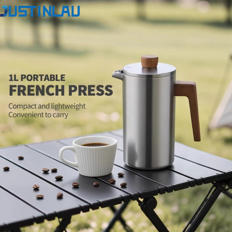 Coffee Tea Pot - JUSTINLAU 1000ml Stalowy French Press do