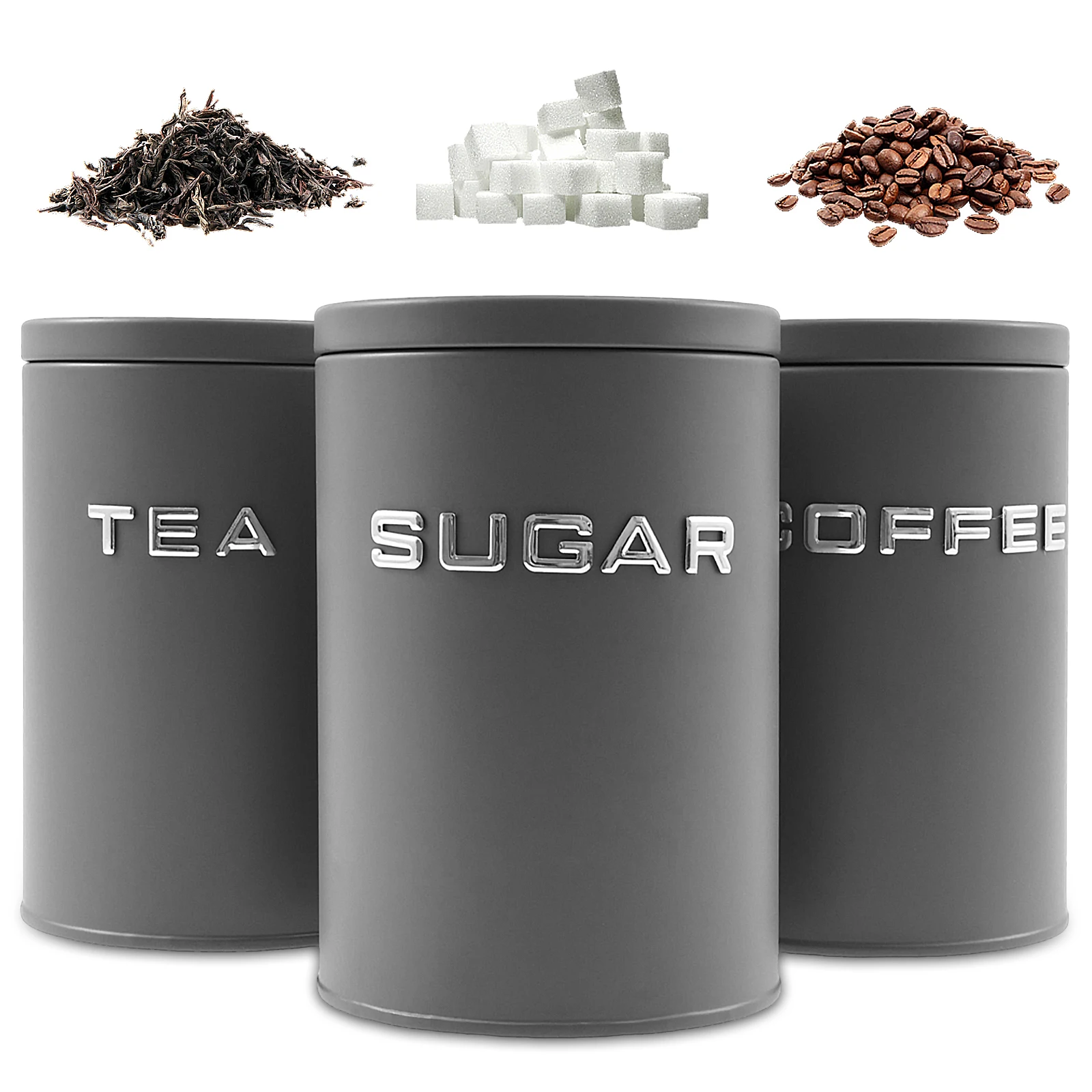 Canister Coffee Sugar Tea - 3 szt. Pojemniki na herbatę, kawę