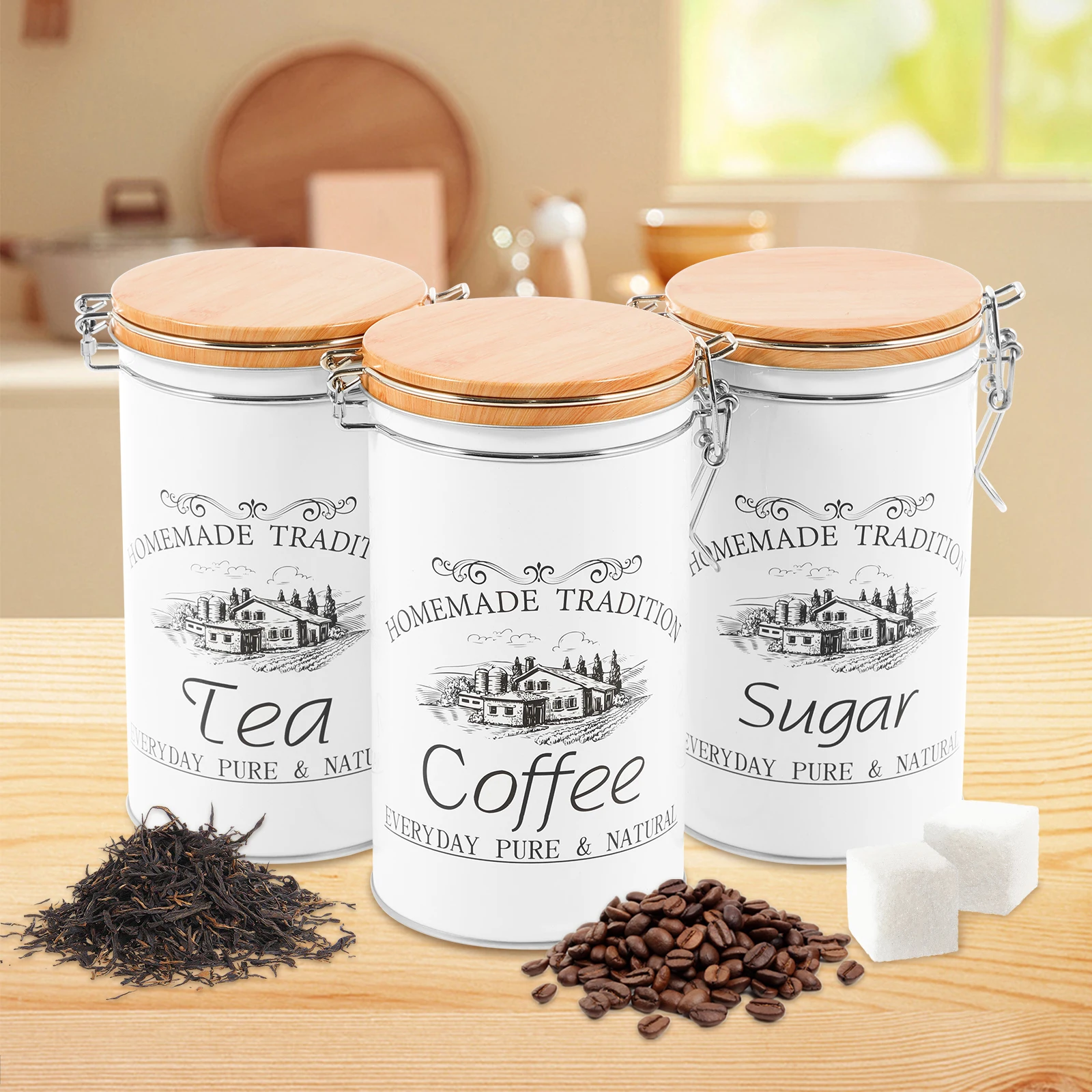 3 szt./zestaw Pojemniki na her – Canister Coffee Sugar Tea recenzja i cena