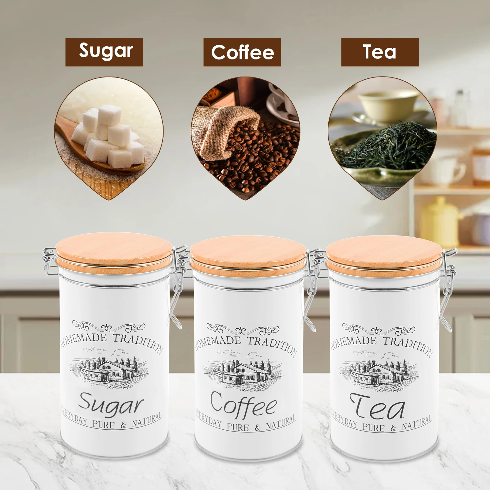 3 szt./zestaw Pojemniki na her – Canister Coffee Sugar Tea recenzja i cena