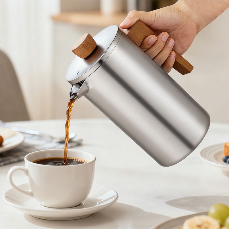 JUSTINLAU 1000ml Stalowy Frenc – Coffee Tea Pot recenzja i cena