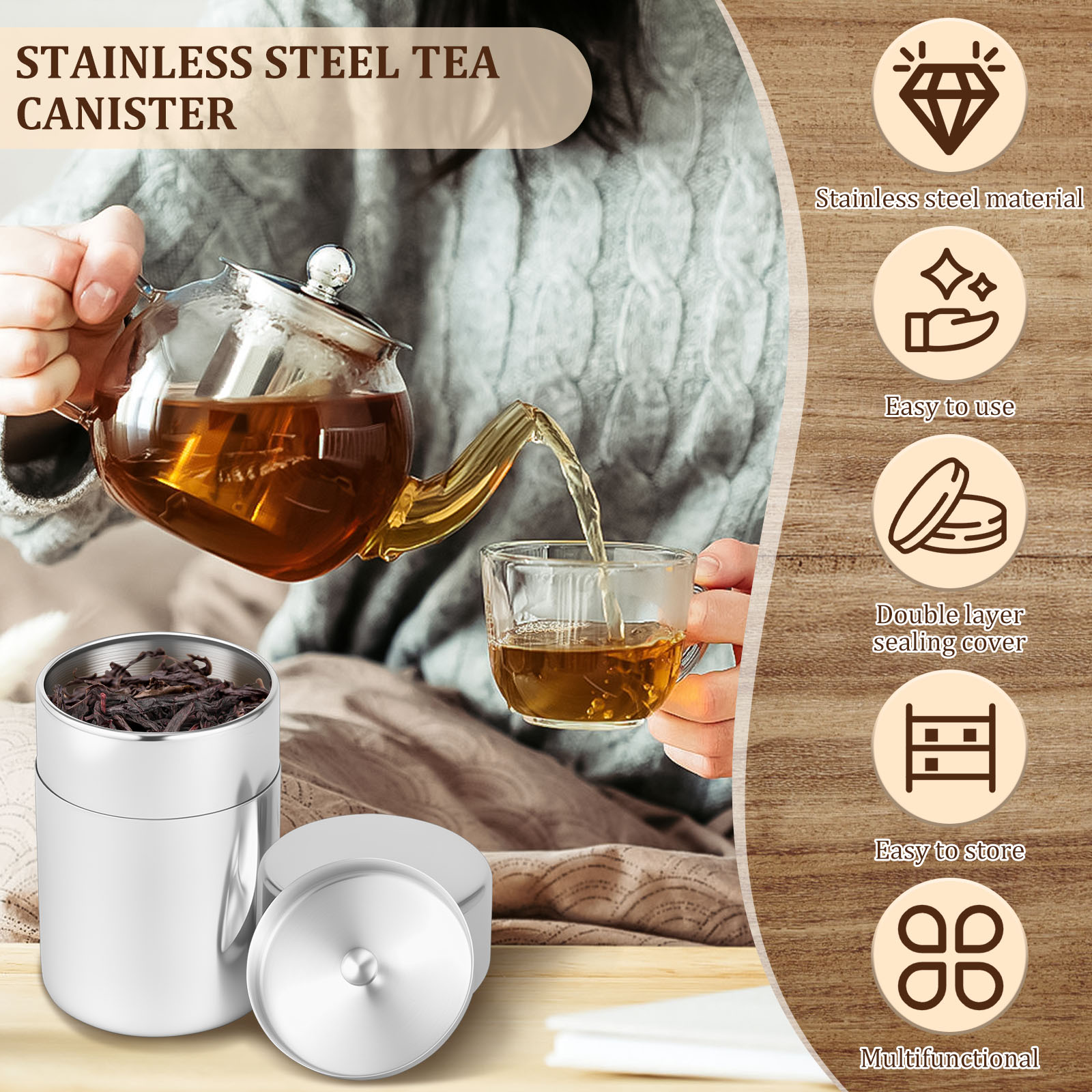 Pojemniki ze Stali Nierdzewnej – Canister Coffee Sugar Tea recenzja i cena