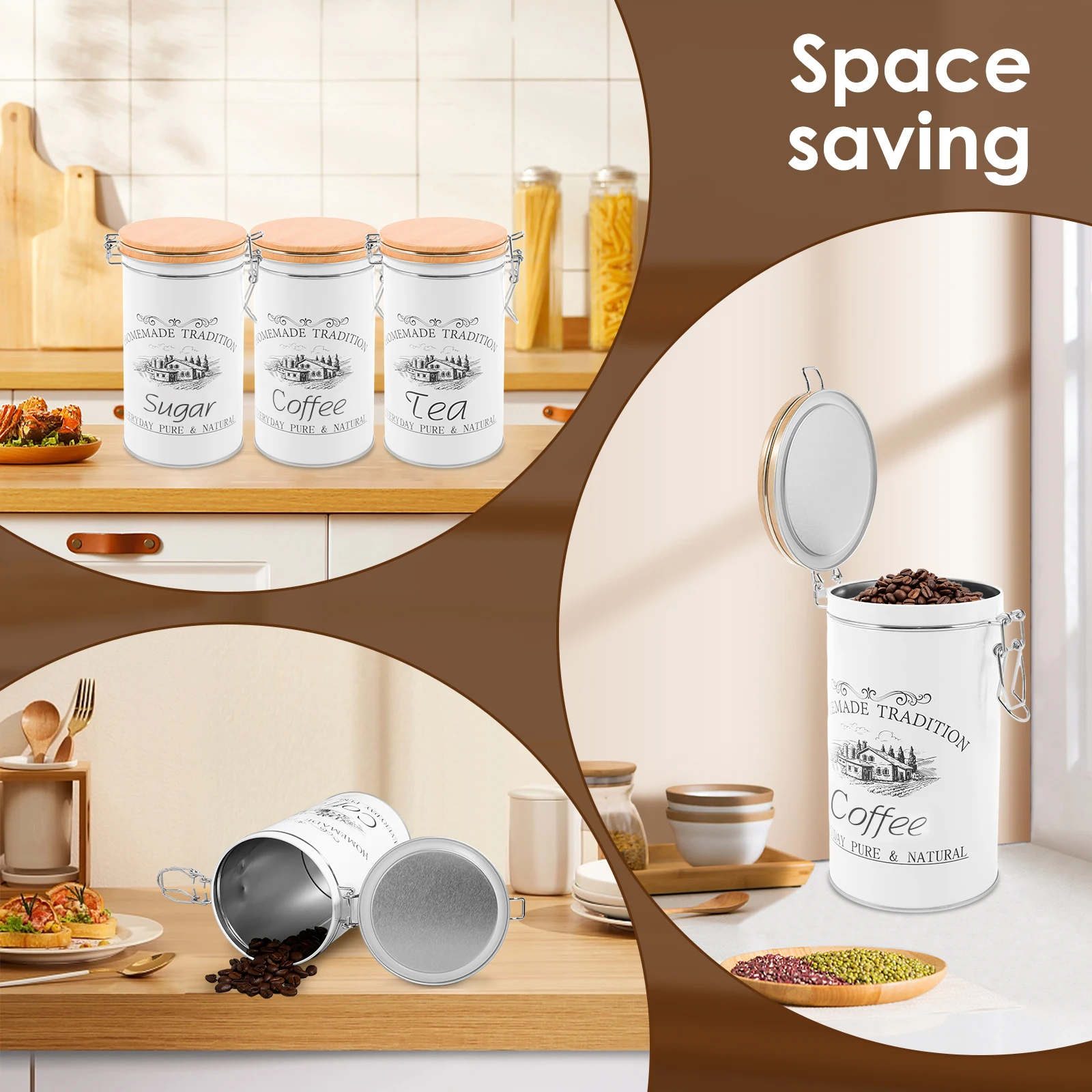 3 szt./zestaw Metalowe pojemni – Canister Coffee Sugar Tea recenzja i cena